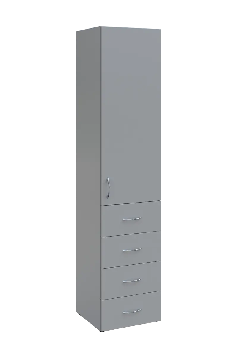 NN 5 - 44ZD skříň vysoká, 4-zásuvková/1-dveřová, pravá, 1800x400x400, šedá